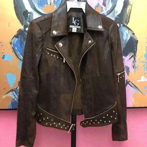 Lena Gabrielle Brown Faux Leather Jacket